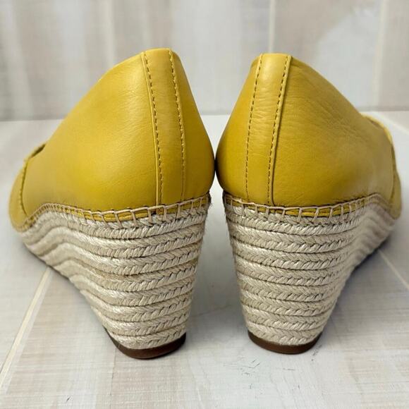 Gentle Souls by Kenneth Cole Butter Yellow Leather Wedge Espadrilles Sz 11M - Picture 4 of 11
